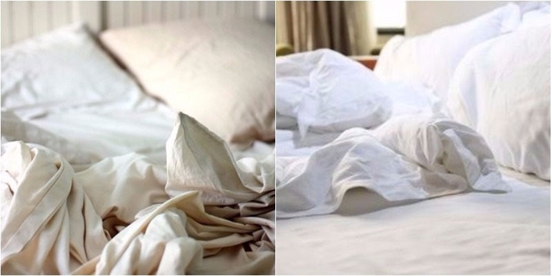 Trước và sau khi áp dụng cách tẩy trắng chăn ga